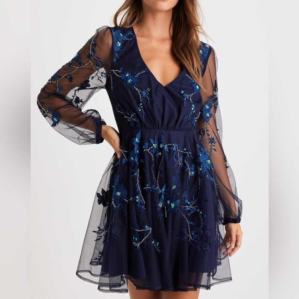 Lulu’s Mesh Beaded Sequin Mini Dress